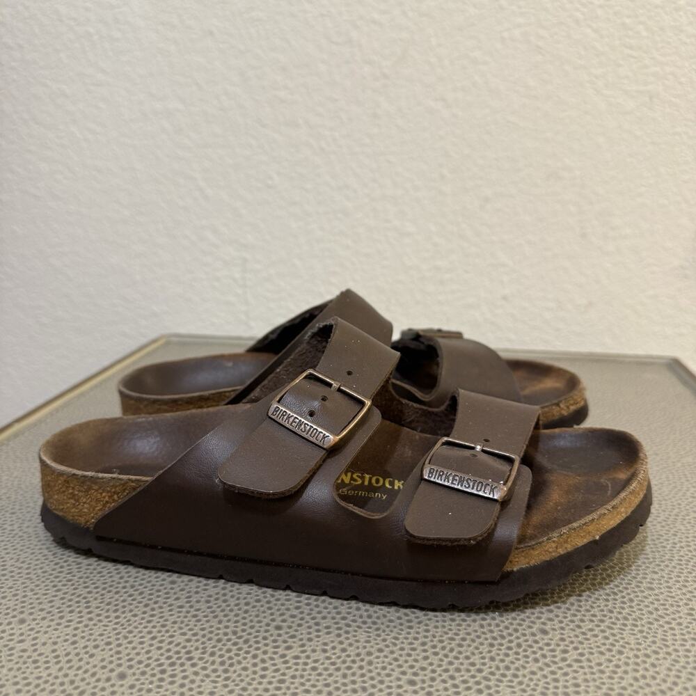 BIRKENSTOCK Arizona Dark Brown Birko Flor Footbed Slide Sz 36